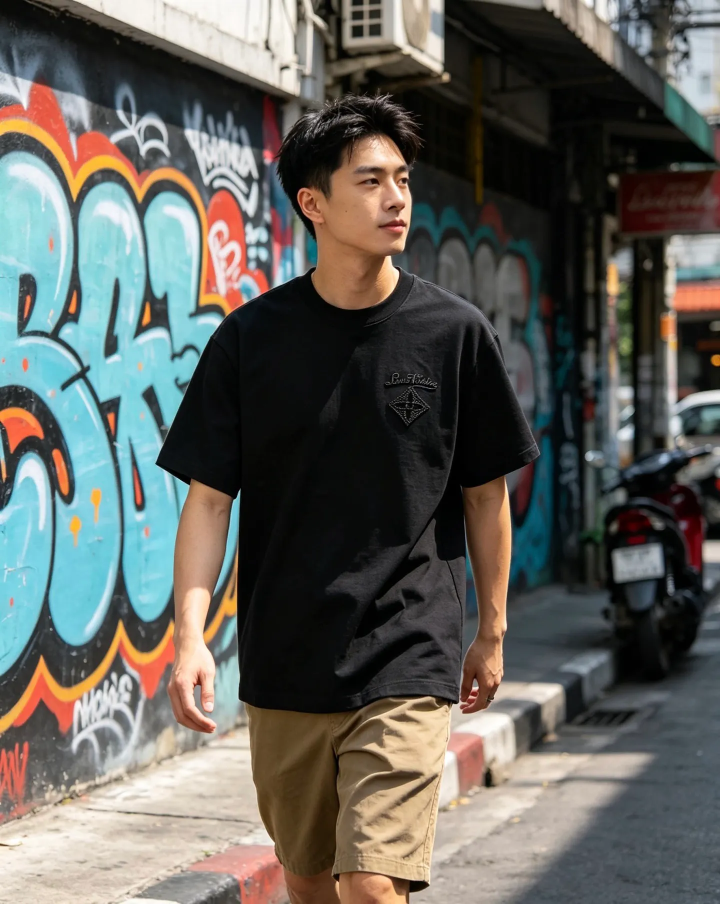 Louis Vuitton/Louis Vuitton round neck short sleeves with sunflower embroidery on the back